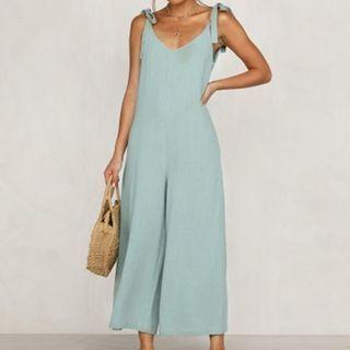 Tie-shoulder Wide Leg Jumpsuit