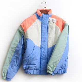 Detachable Sleeve Color Block Padding Jacket