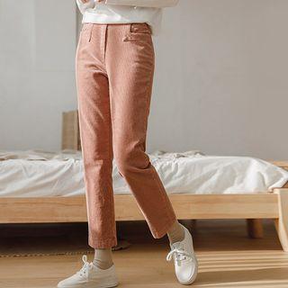 Pocket-detail Corduroy Straight-cut Pants