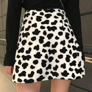 Mini Milk Cow Print A-line Skirt