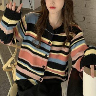 Striped Cardigan Stripes - Black & Blue & Pink - One Size