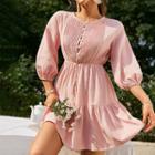 3/4-sleeve Tasseled Mini A-line Dress
