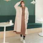 Plus Size Dual-pocket Slit-side Long Cardigan