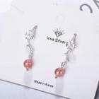 Faux Crystal Clover Dangle Earring Silver & Pink - One Size