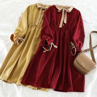 Bow-neck Midi A-line Dress