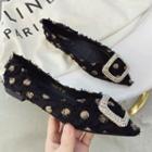 Rhinestone Buckle Pointed Dotted Flats