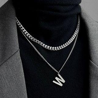 Layered Lettering Chain Necklace