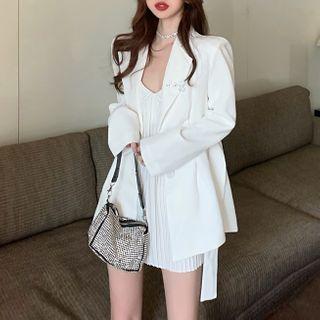 Plain Sleeveless Dress / Plain Loose-fit Blazer