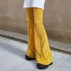 Cutout Ribbed Velvet Boot-cut Pants