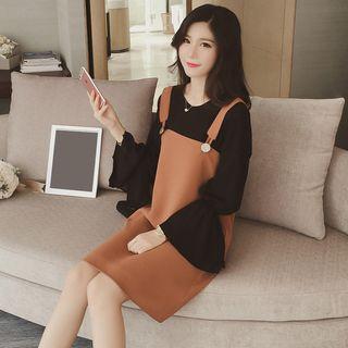 Set: Bell-sleeve Top + Pinafore