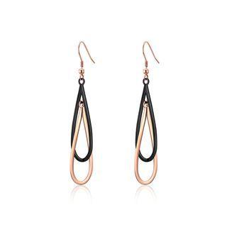 Simple And Fashion Plated Rose Gold Hollow Water Drop-shaped 316l Stainless Steel Earrings Rose Gold - One Size