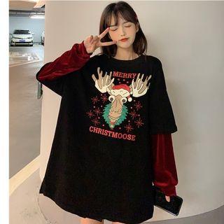Mock Two-piece Graphic Print T-shirt