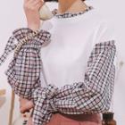 Color-block Ruffled Long-sleeve Top