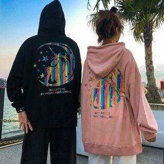 Unicorn Print Lettering Hooded Sweatshirt
