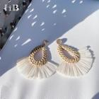 Straw Hoop Tasseled Drop Earring 1 Pair - As Shown In Figure - One Size