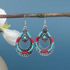 Beaded Drop Earring 1 Pair - Hqef-587 - Silver - One Size