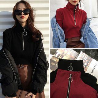 Long Sleeve High Neck Half Zip Top