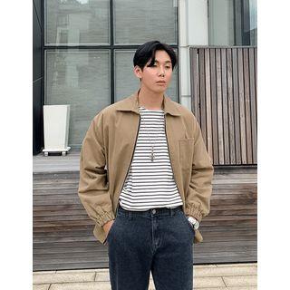Banded-hem Zip-up Boxy Safari Jacket