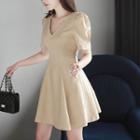 Puffed Short-sleeve A-line Mini Dress