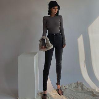 Brushed High-waist Skinny Jeans