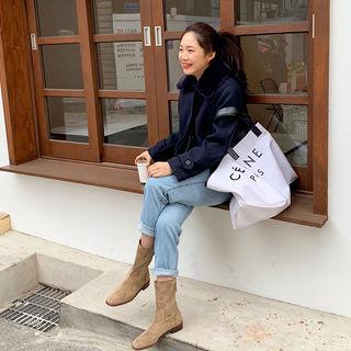 Faux-fur Collar Wool Blend Jacket