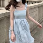 Sleeveless Sheer Dress Light Blue - One Size