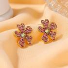 Rhinestone Flower Earring 1 Pair - 01 - S273 - Pink - One Size