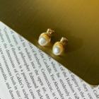 Faux-pearl Studded Earrings Gold - One Size