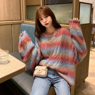 Crew-neck Striped Sweater Gradient - Multicolour - One Size