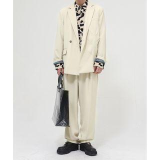 Single-button Blazer / Loose Fit Dress Pants