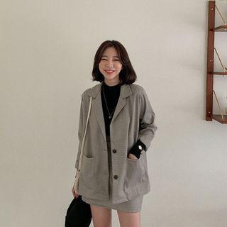 Single-breasted Loose-fit Houndstooth Blazer