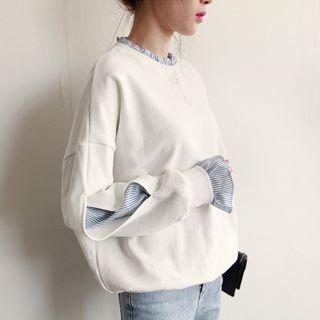 Long-sleeve Frilled Trim Panel Top