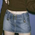 Buckle Belt Denim Mini Skirt