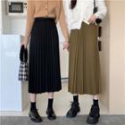 High-waist Accordion Pleat A-line Maxi Skirt