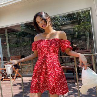 Two-way Shirred Floral Minidress