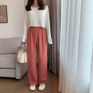 Plain Top / Wide Leg Knit Pants