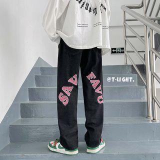 Lettering Shift Wide-leg Pants