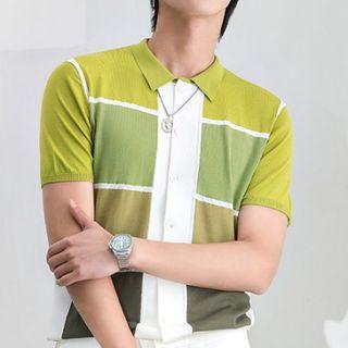 Short-sleeve Paneled Knit Top