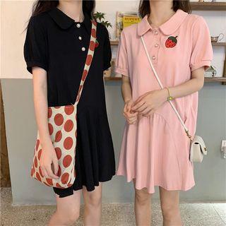 Fruit Embroidered Short Sleeve Polo Dress