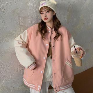 Long-sleeve Two-tone Baseball Jacket
