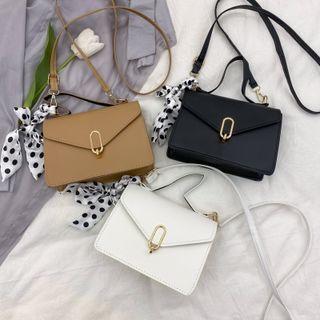 Silk Scarf Faux Leather Crossbody Bag