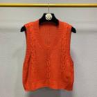 Cable Knit Vest Tangerine - One Size
