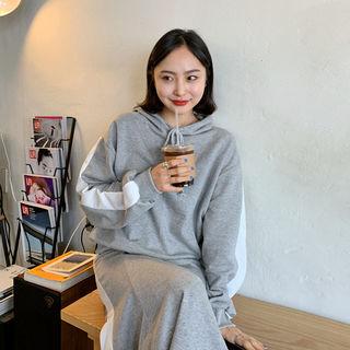 Contrast-trim Hoodie & Skirt Set