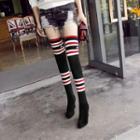 Striped Over-the-knee High Heel Boots
