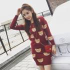 Set: Bear Sweater + Knit Skirt