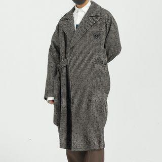 Houndstooth Belted Coat