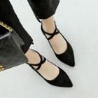 Pointed Toe Ankle Cross Strap Pumps
