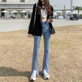 Washed Slit Bootcut Jeans