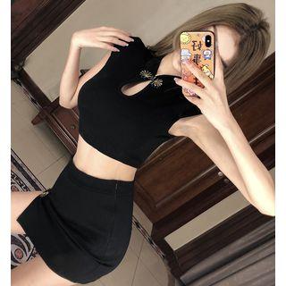 Set: Cap-sleeve Crop Top + Pencil Skirt