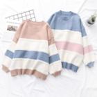 Color Block Stripe Knit Sweatshirt
